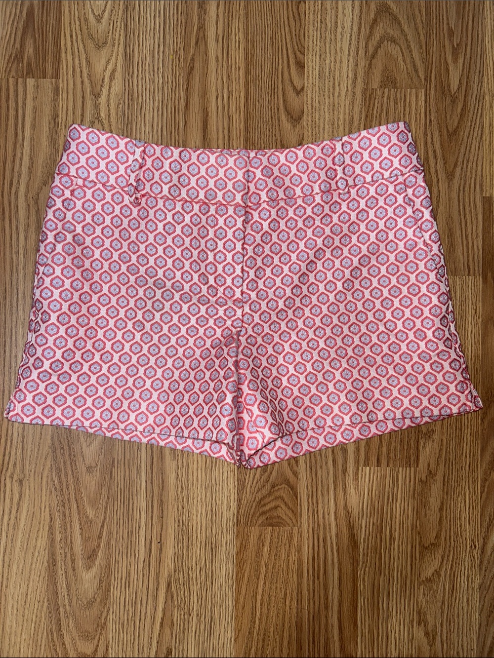EUC LOFT Pink Coral Geometric High-Waist Shorts